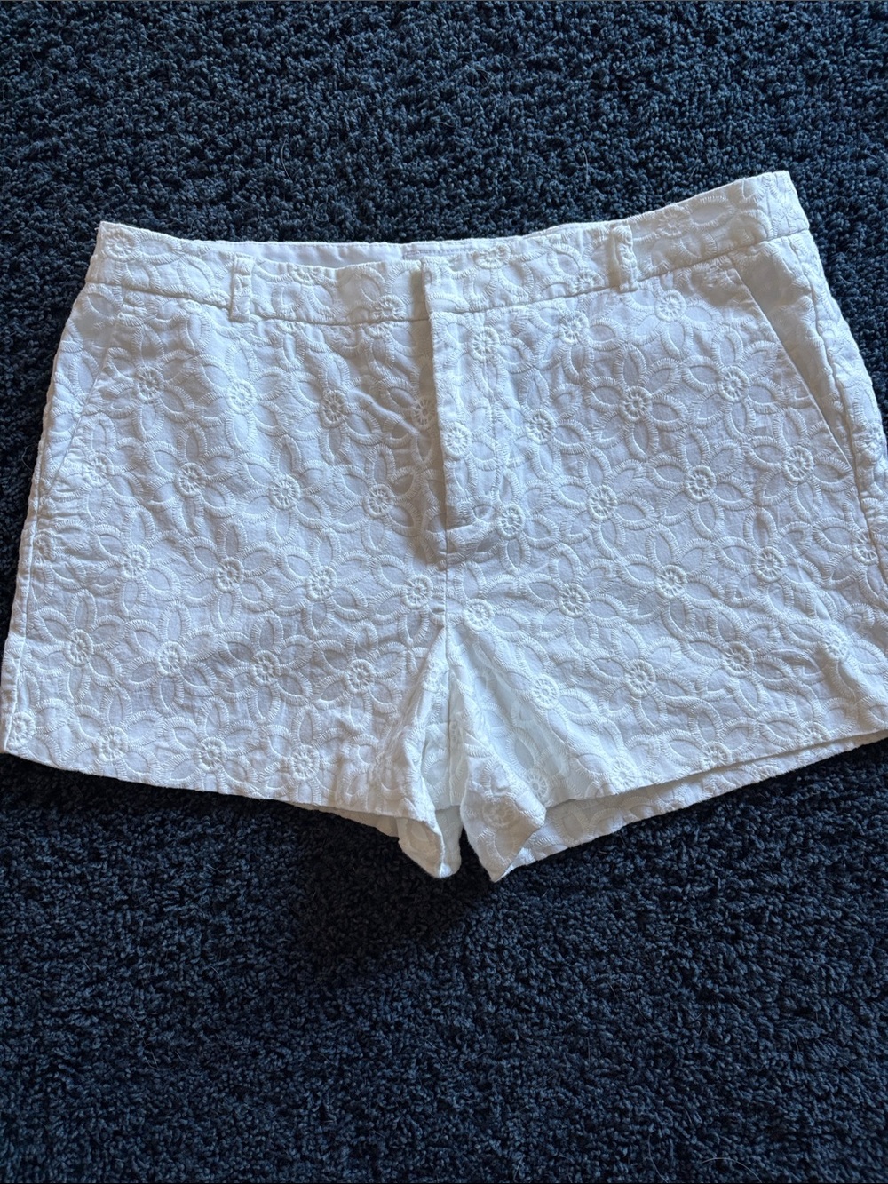 White Floral Eyelet Women’s Shorts